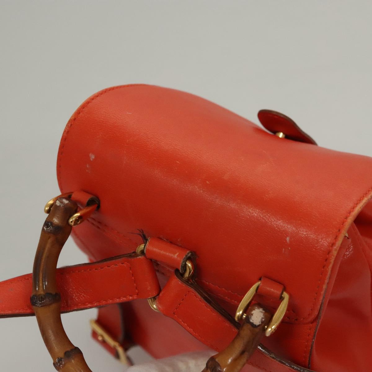 GUCCI Bamboo Backpack Leather Orange 003 2058 0030 Auth BD1084