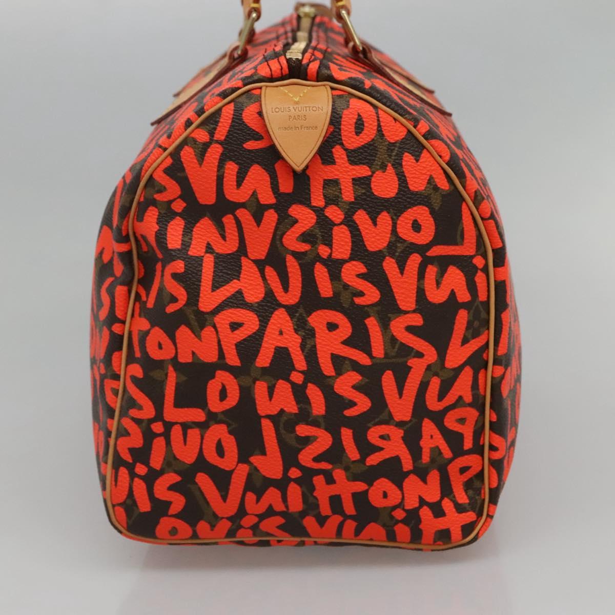 LOUIS VUITTON Monogram Graffiti Speedy 30 Hand Bag Orange M93705 Auth BD1094AM