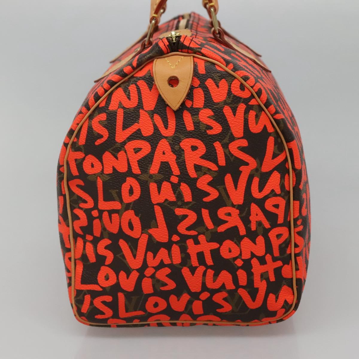 LOUIS VUITTON Monogram Graffiti Speedy 30 Hand Bag Orange M93705 Auth BD1094AM