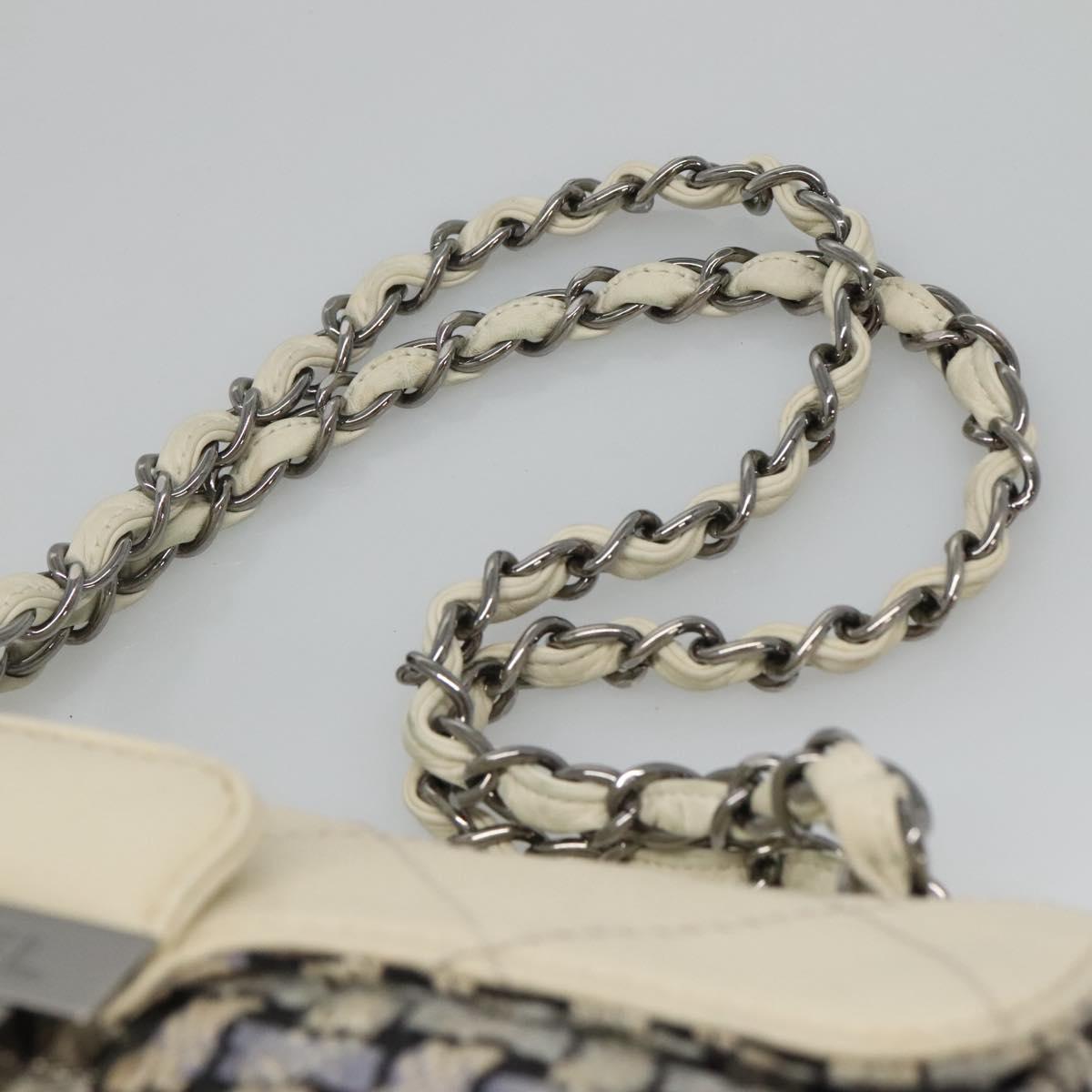 CHANEL Chain Shoulder Bag Tweed Blue CC Auth BD1099V