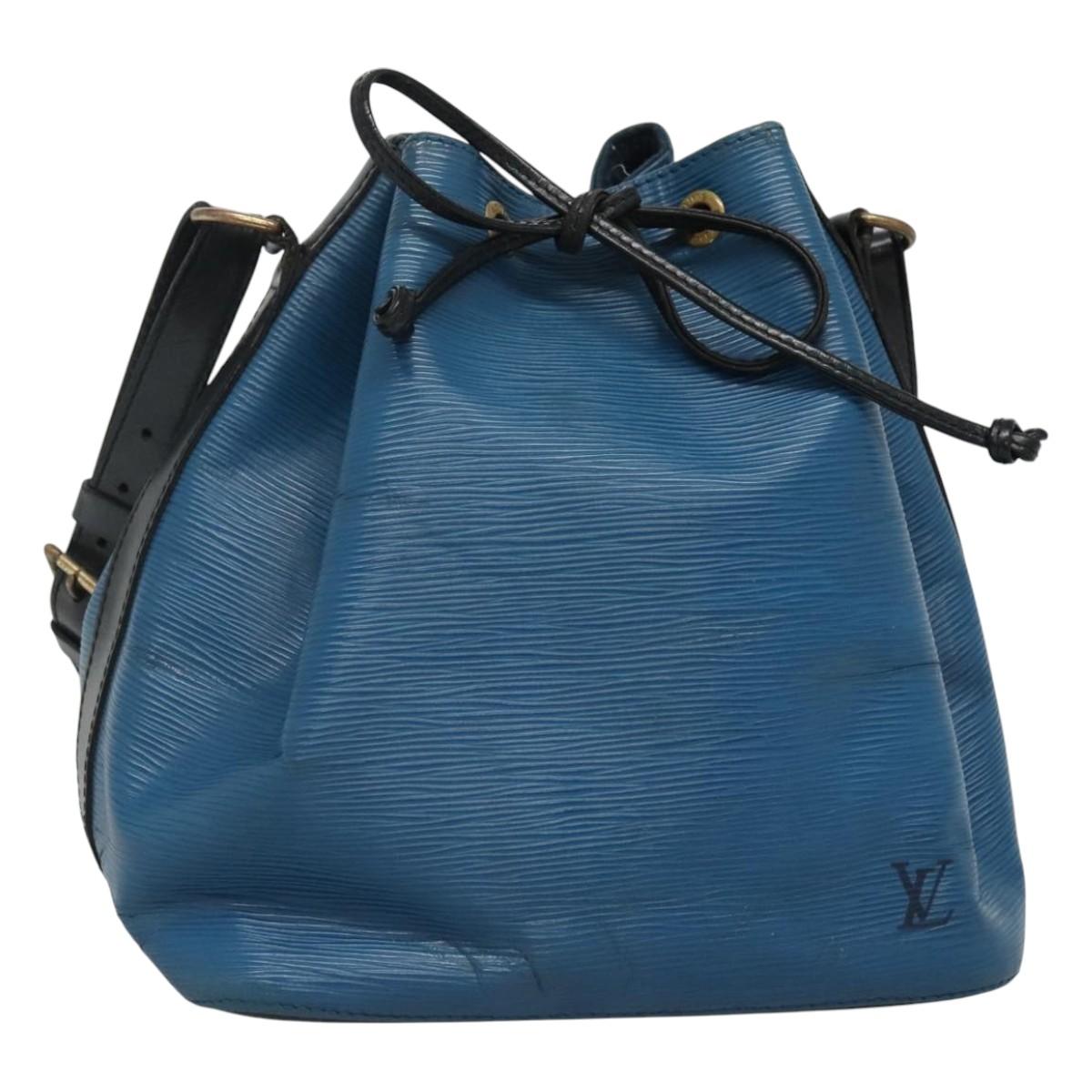 LOUIS VUITTON Epi Petit Noe Shoulder Bag Bicolor Black Blue M44152 Auth BD110