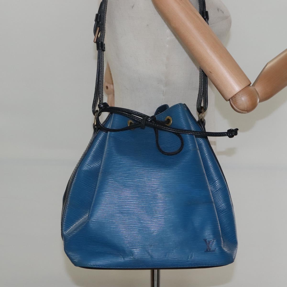 LOUIS VUITTON Epi Petit Noe Shoulder Bag Bicolor Black Blue M44152 Auth BD110