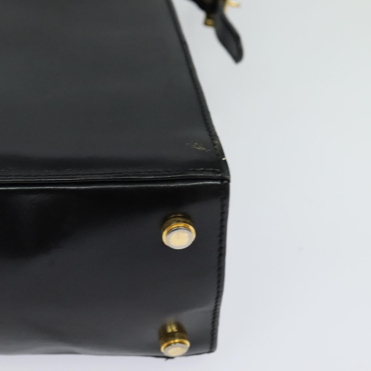 Salvatore Ferragamo Hand Bag Leather 2way Black Gold Auth BD1103