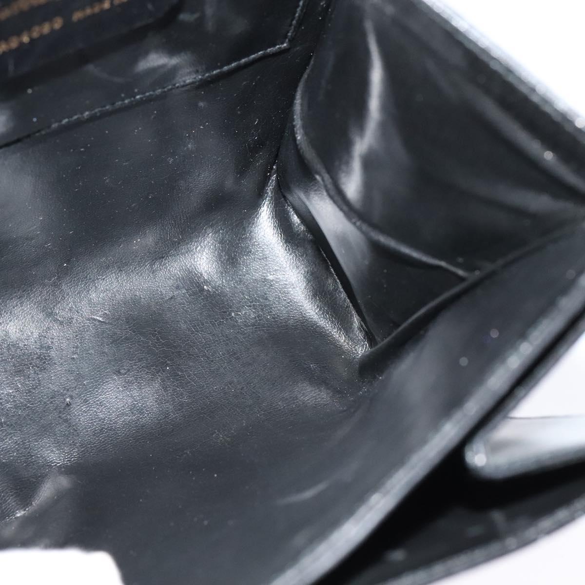 Salvatore Ferragamo Hand Bag Leather 2way Black Gold Auth BD1103