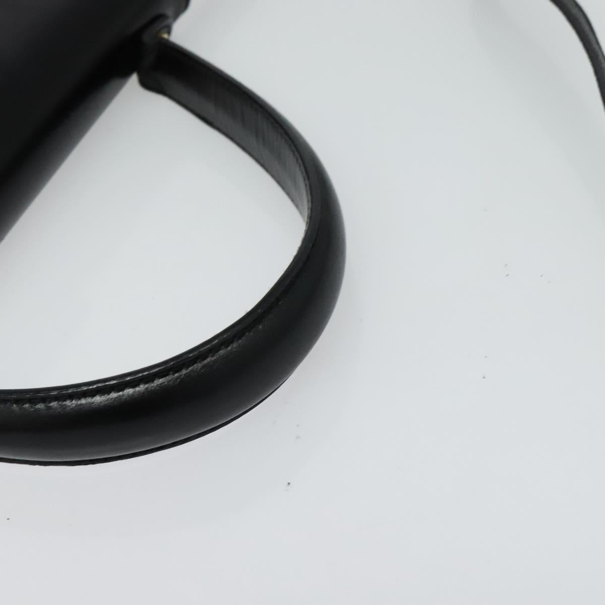 Salvatore Ferragamo Hand Bag Leather 2way Black Gold Auth BD1103