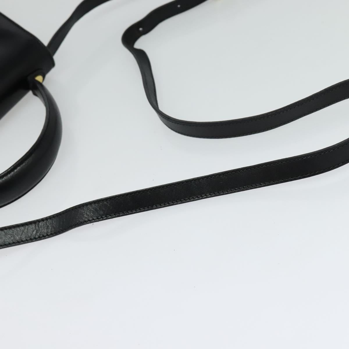 Salvatore Ferragamo Hand Bag Leather 2way Black Gold Auth BD1103