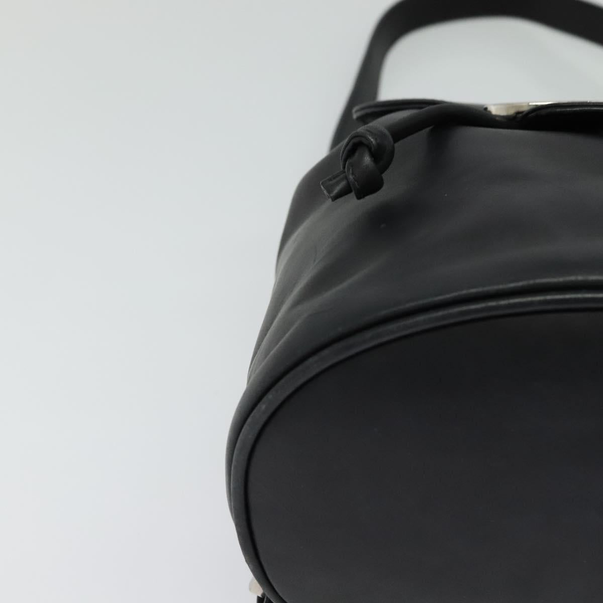 Salvatore Ferragamo Gancini Backpack Leather Black Silver Auth BD1104