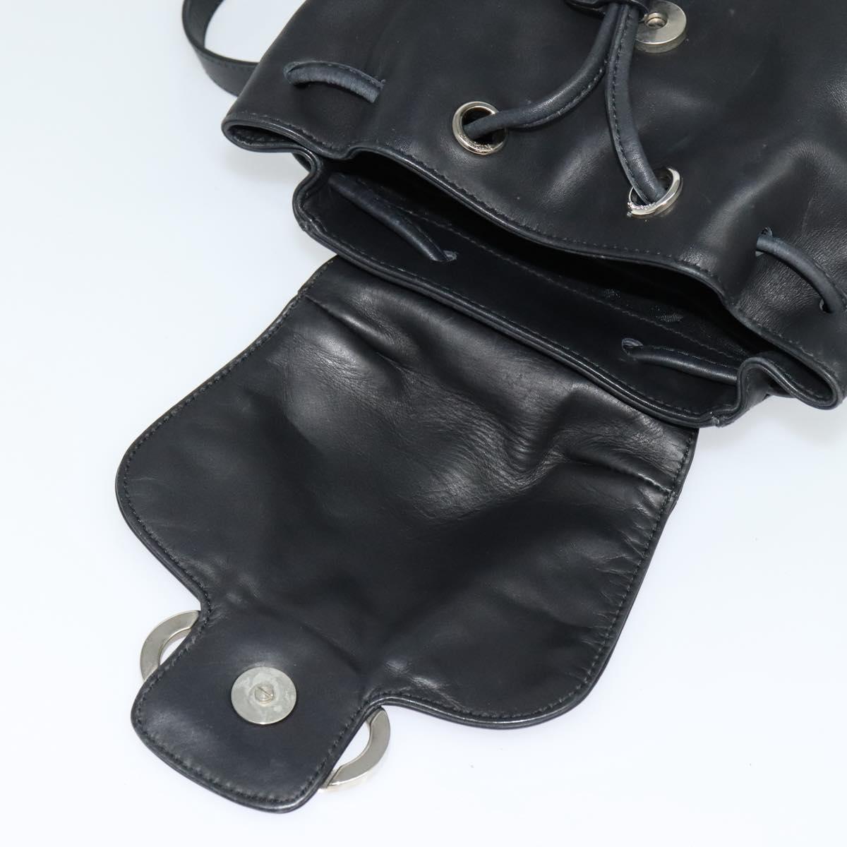 Salvatore Ferragamo Gancini Backpack Leather Black Silver Auth BD1104