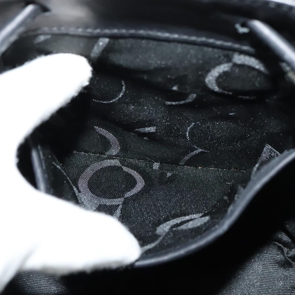 Salvatore Ferragamo Gancini Backpack Leather Black Silver Auth BD1104