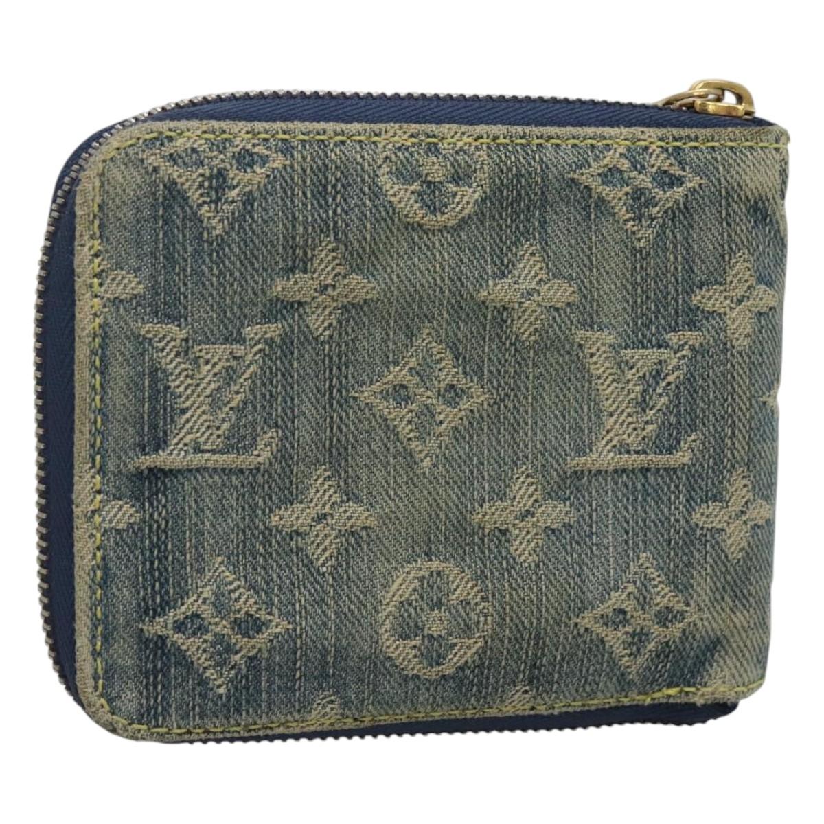 LOUIS VUITTON Monogram Denim Mini Zippy Wallet Wallet Blue M95342 LV Auth BD1131