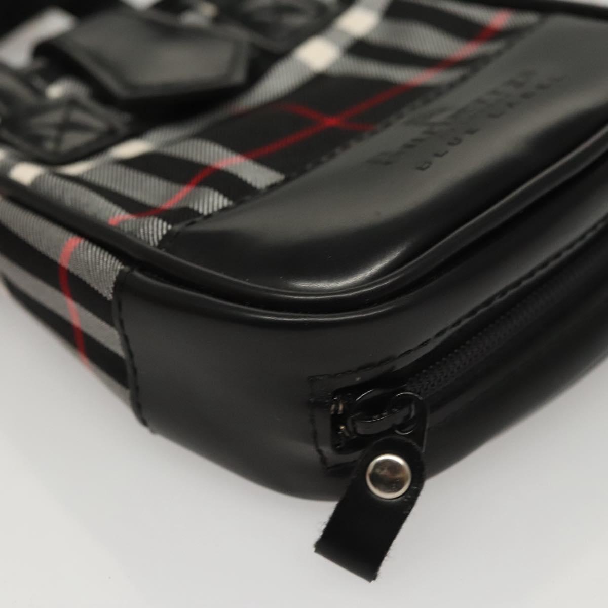 Burberrys Nova Check Blue Label Pouch Nylon Black Auth BD1137
