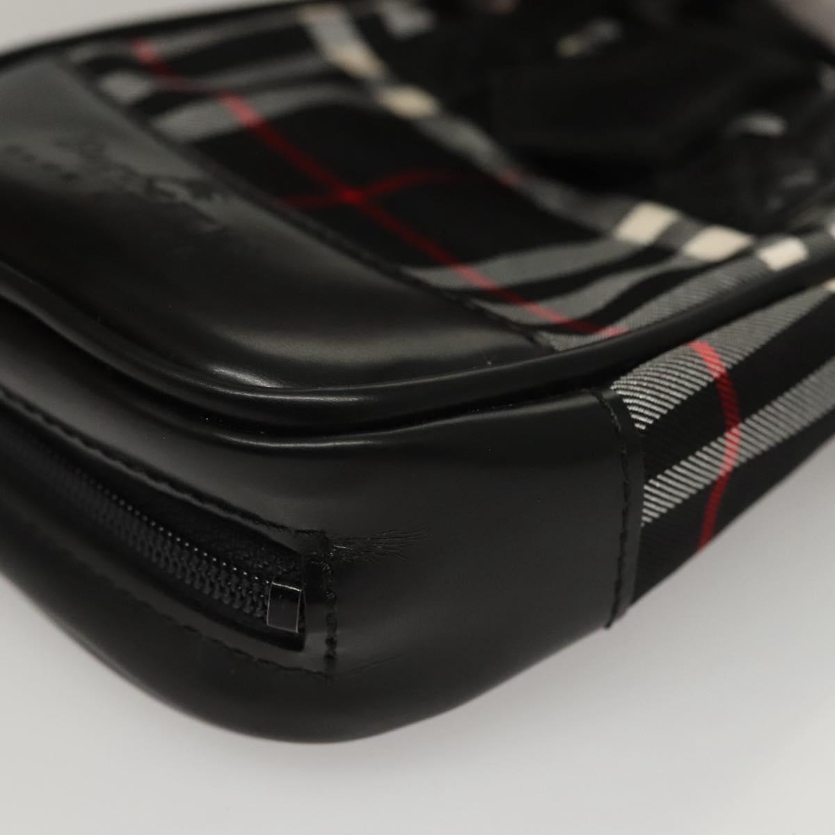 Burberrys Nova Check Blue Label Pouch Nylon Black Auth BD1137