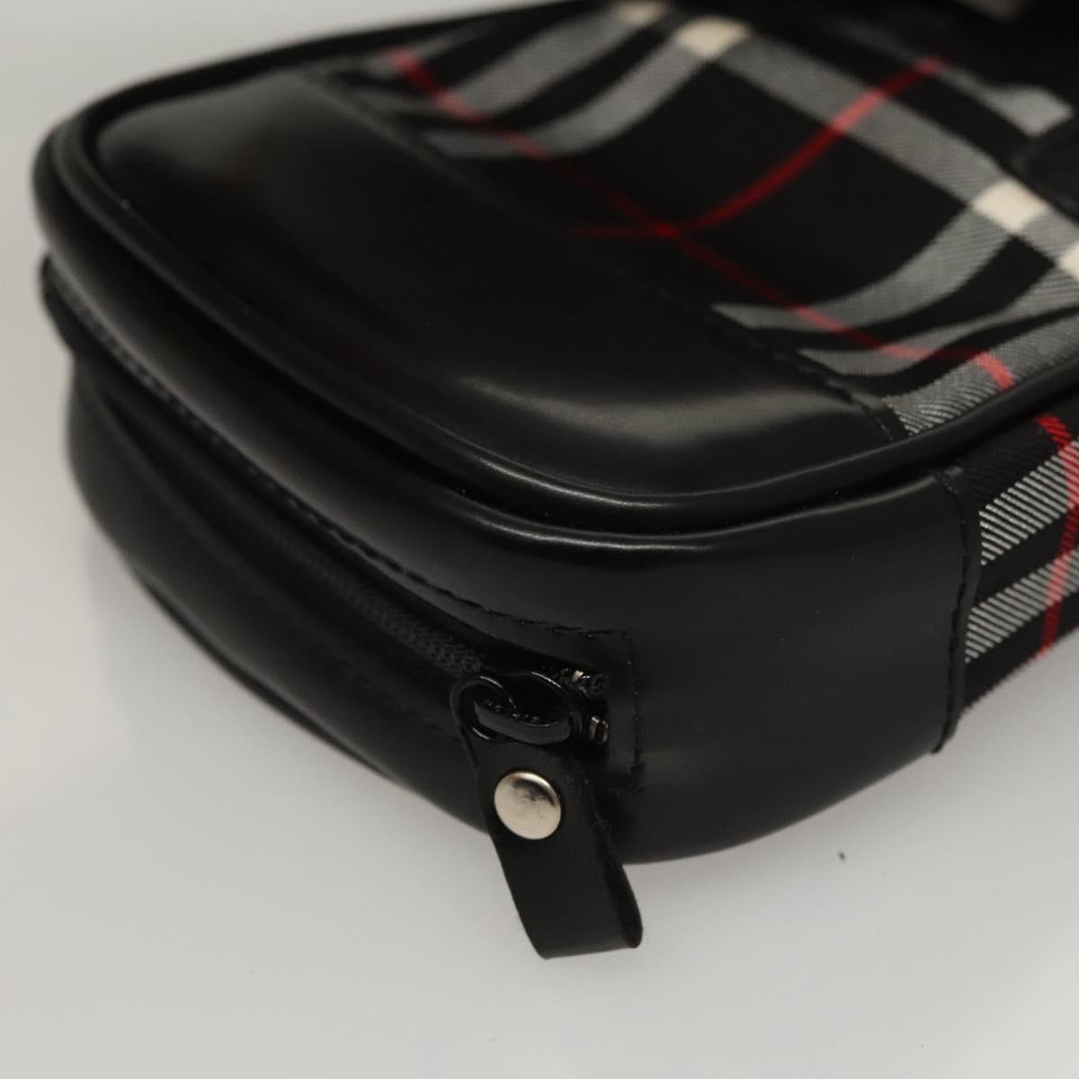 Burberrys Nova Check Blue Label Pouch Nylon Black Auth BD1137