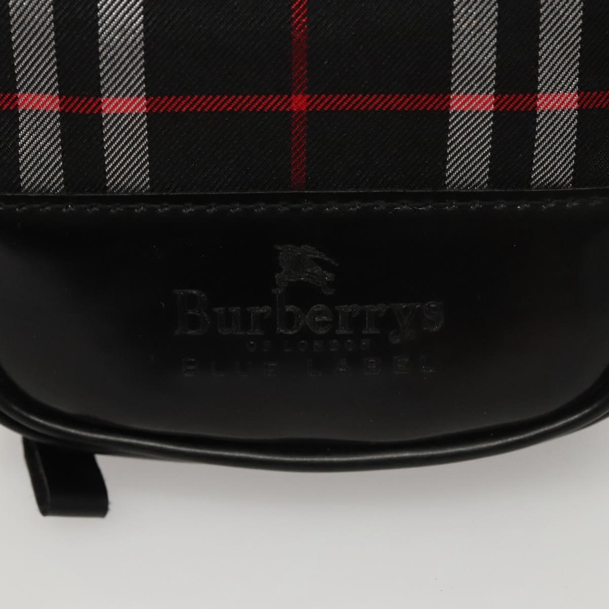 Burberrys Nova Check Blue Label Pouch Nylon Black Auth BD1137