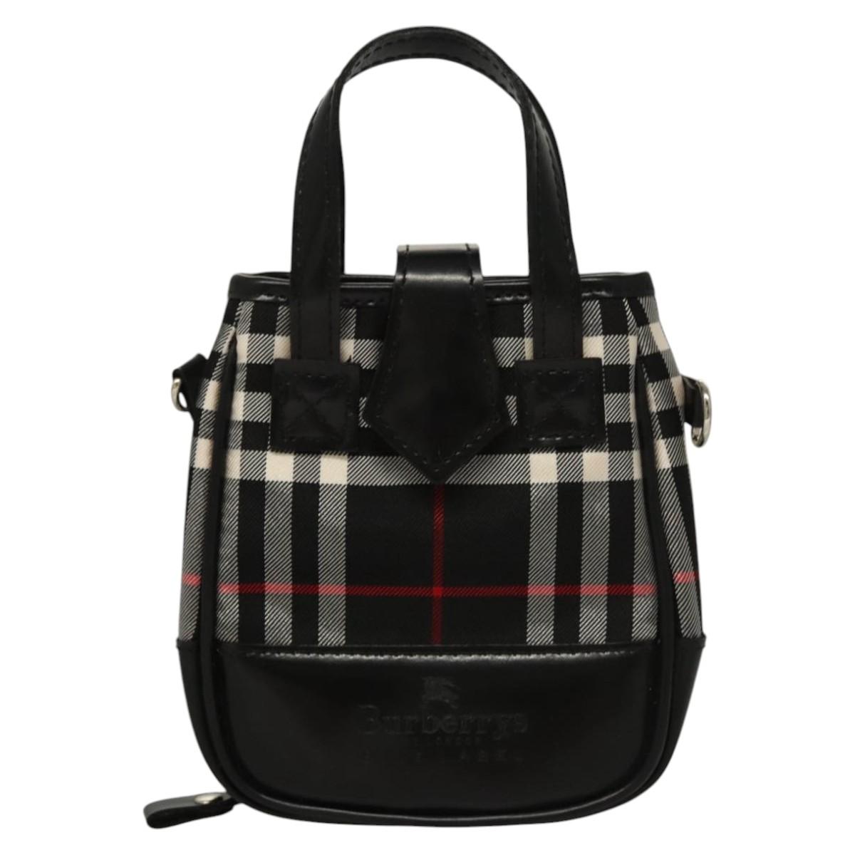 Burberrys Nova Check Blue Label Pouch Nylon Black Auth BD1137