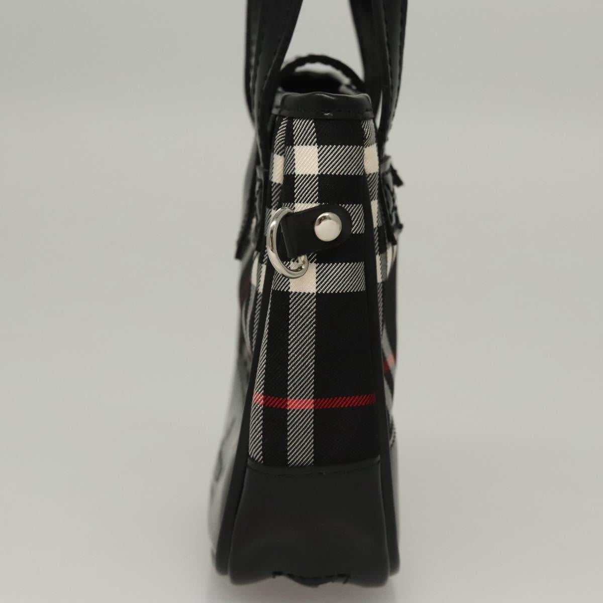 Burberrys Nova Check Blue Label Pouch Nylon Black Auth BD1137