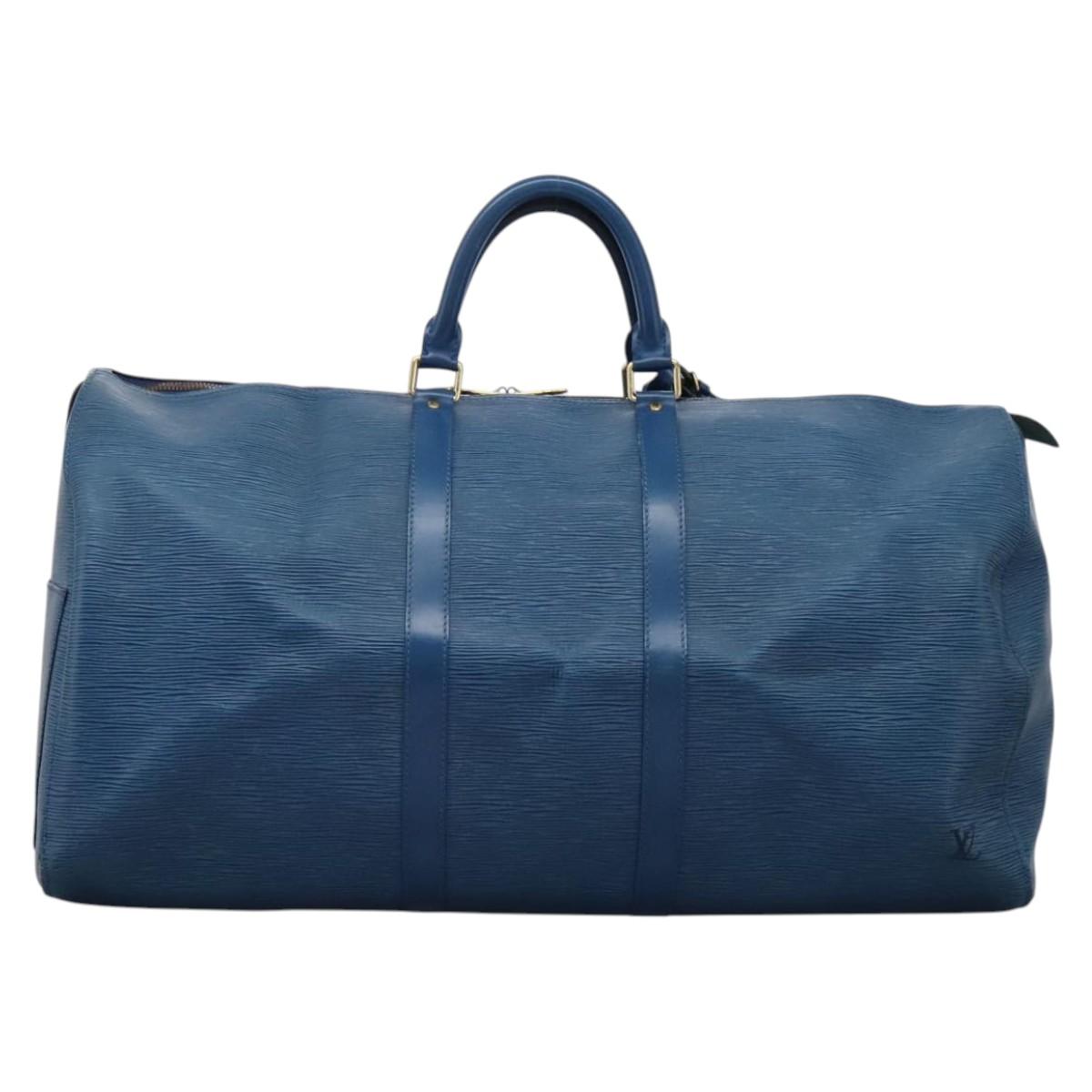 LOUIS VUITTON Epi Keepall 55 Boston Bag Toledo Blue M42955 LV Auth BD1153