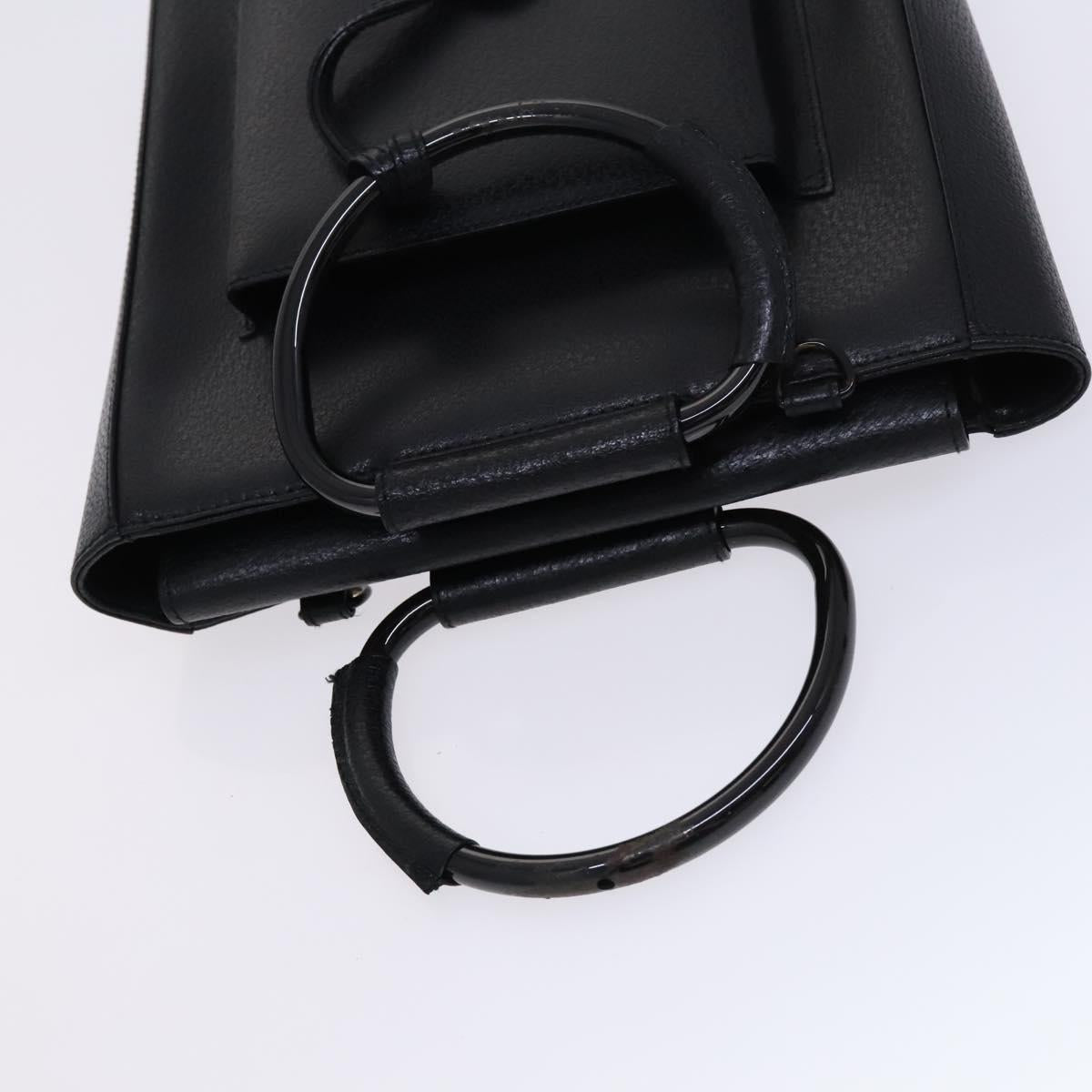 GUCCI Hand Bag Leather 2way Black Auth BD1169