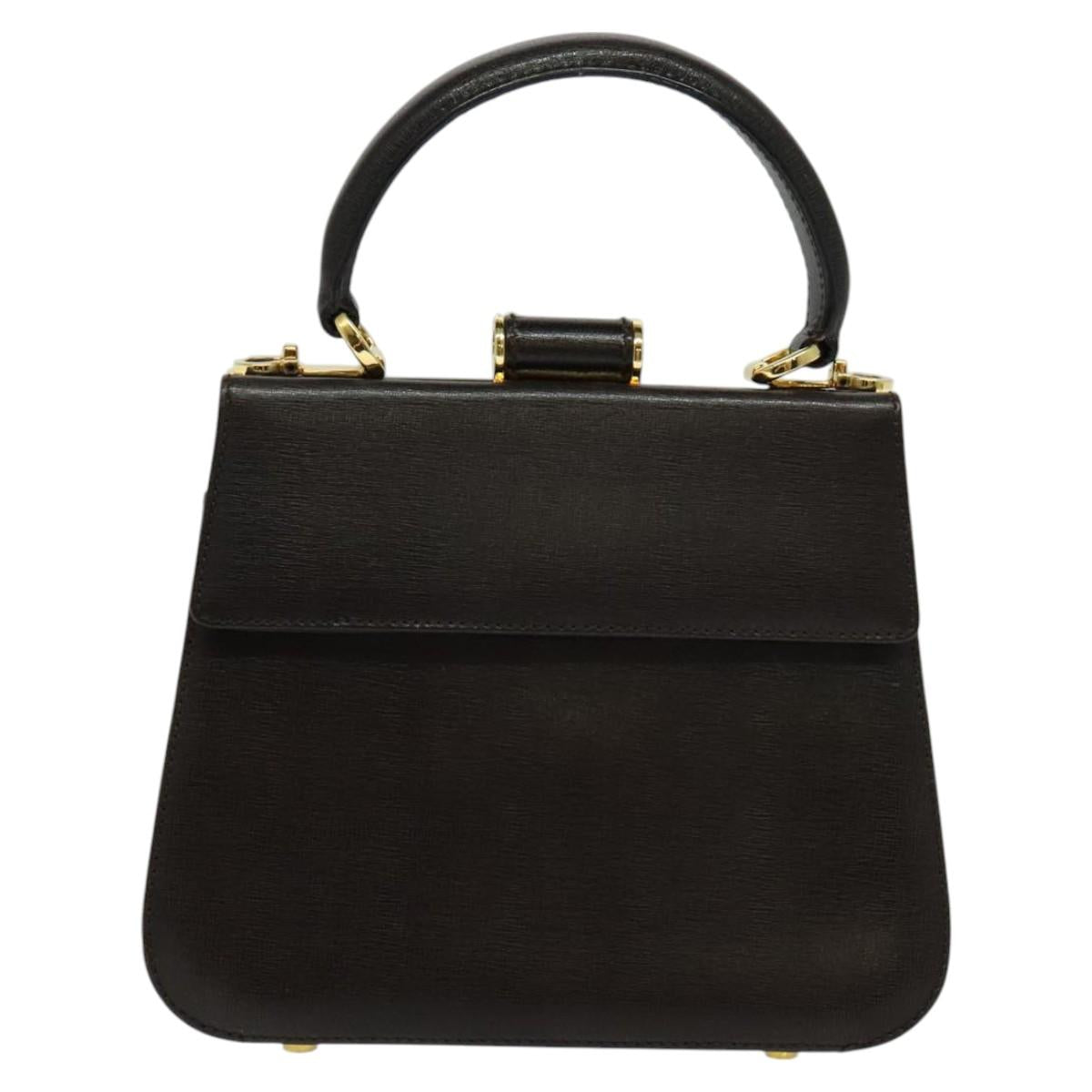 Salvatore Ferragamo Hand Bag Leather 2way Brown Gold Auth BD1172