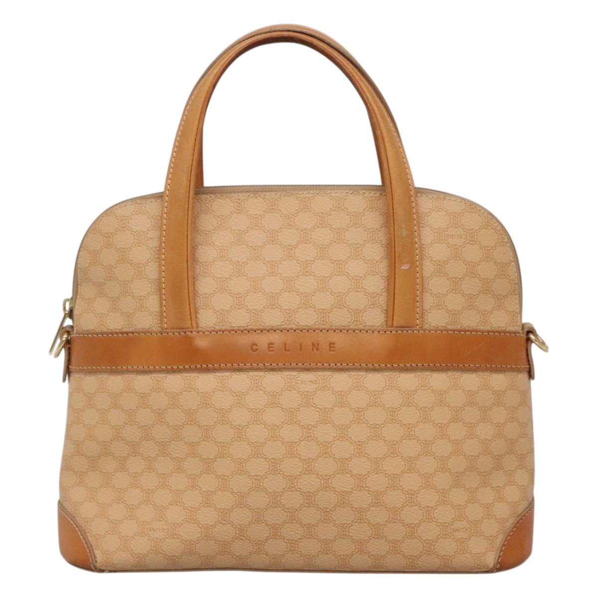 CELINE Macadam Canvas Hand Bag PVC 2ay Beige Gold Auth BD1173