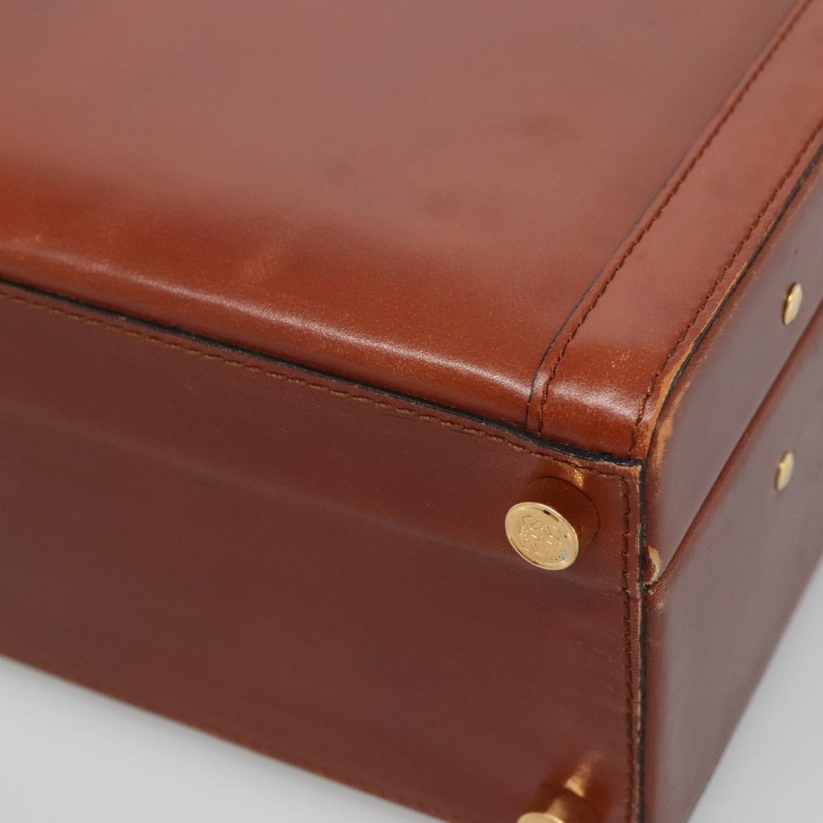 LOEWE Trunk Leather Brown Auth BD1177