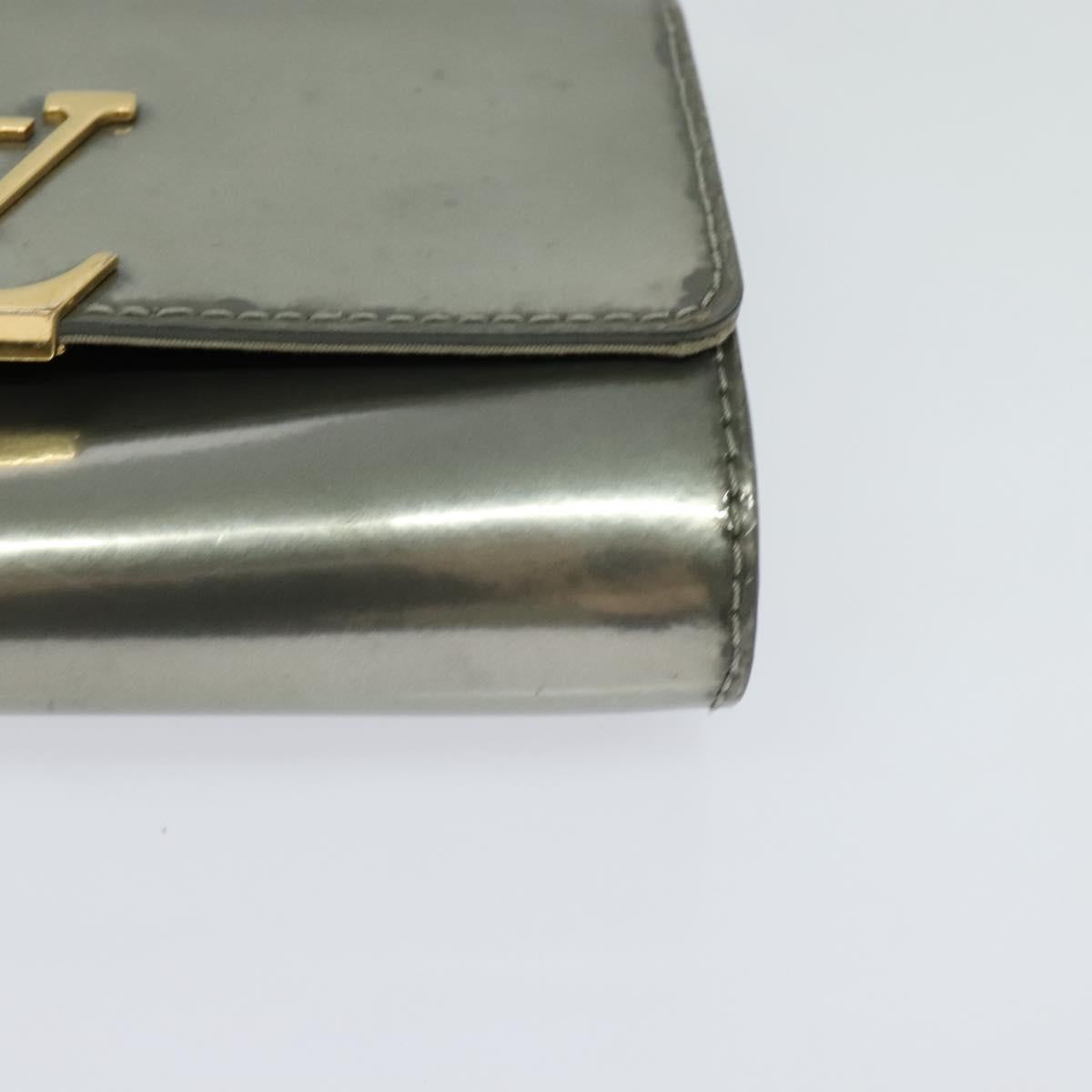 LOUIS VUITTON Vernis Pochette Louise PM Clutch Bag Silver LV Auth BD1178A