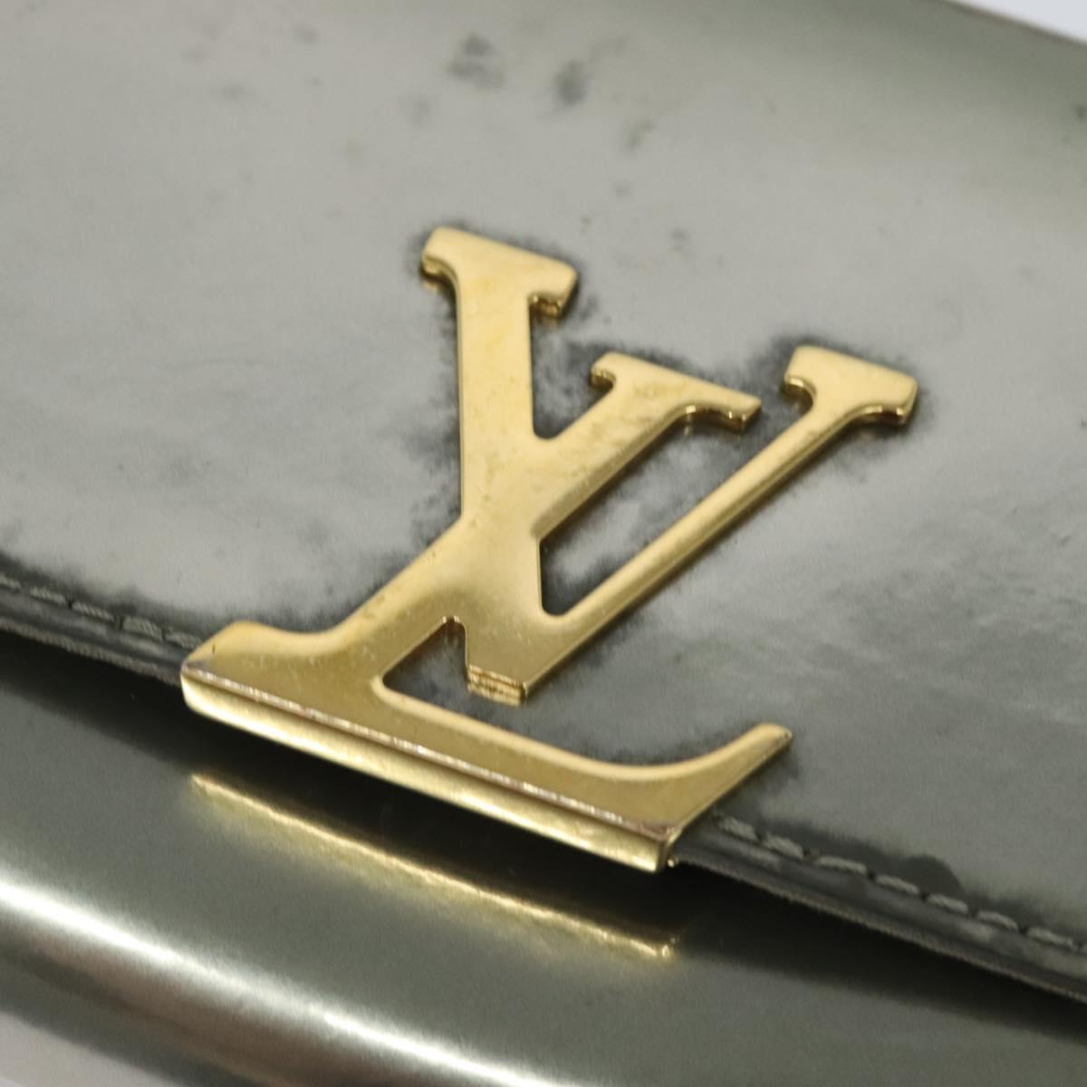 LOUIS VUITTON Vernis Pochette Louise PM Clutch Bag Silver LV Auth BD1178A