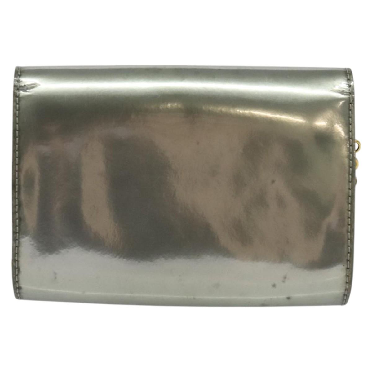 LOUIS VUITTON Vernis Pochette Louise PM Clutch Bag Silver LV Auth BD1178