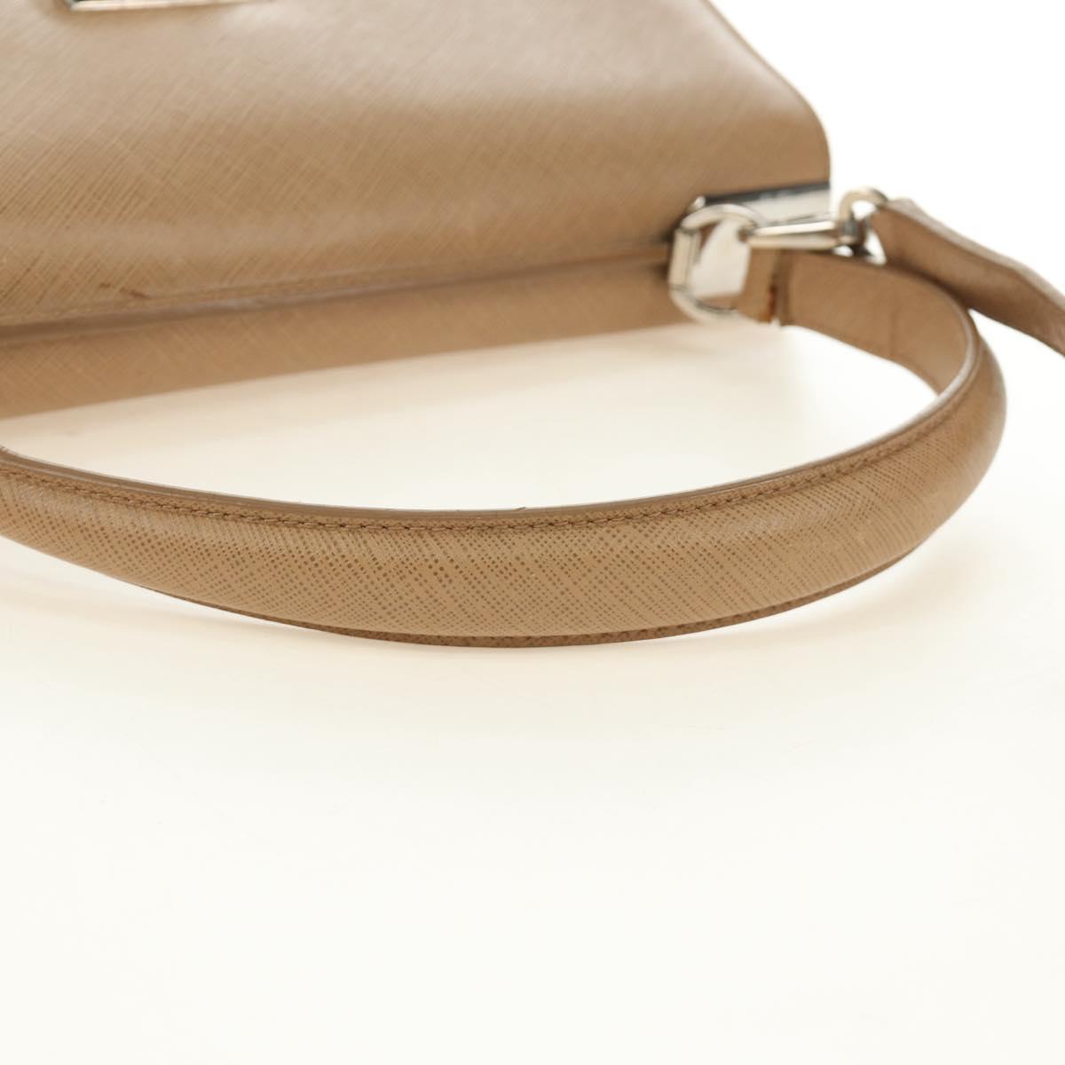 Salvatore Ferragamo Gancini Hand Bag Leather 2way Beige Silver Auth BD1190
