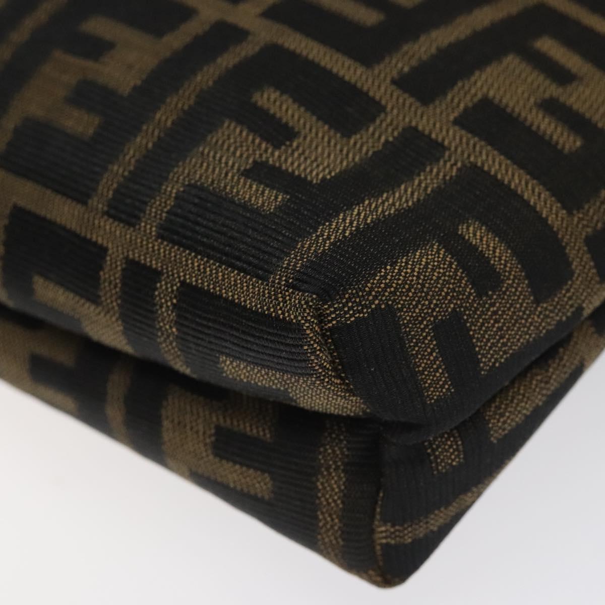 FENDI Zucca Canvas Shoulder Bag Black Brown Auth BD1193