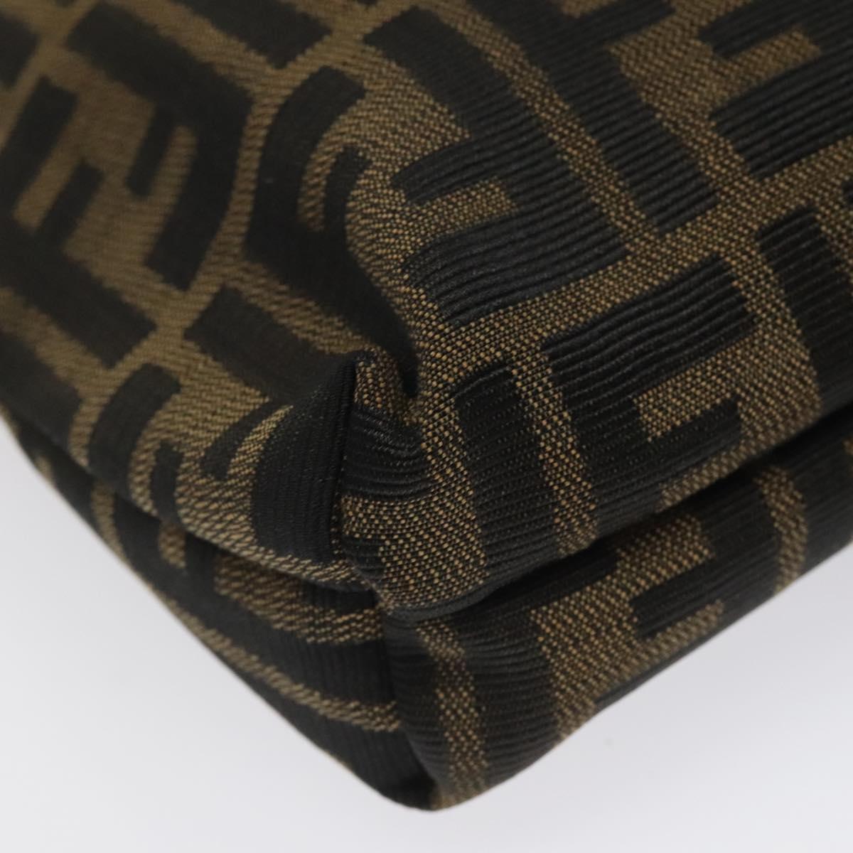 FENDI Zucca Canvas Shoulder Bag Black Brown Auth BD1193