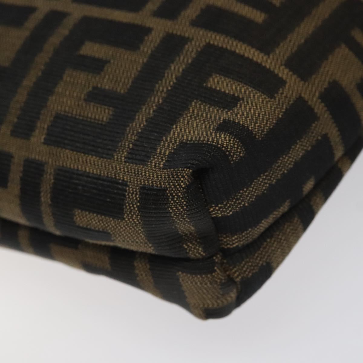 FENDI Zucca Canvas Shoulder Bag Black Brown Auth BD1193