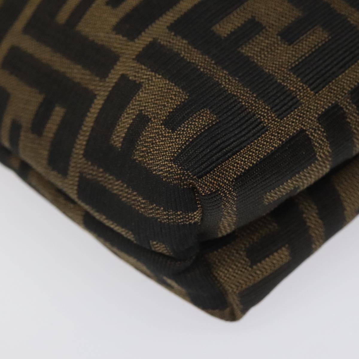 FENDI Zucca Canvas Shoulder Bag Black Brown Auth BD1193