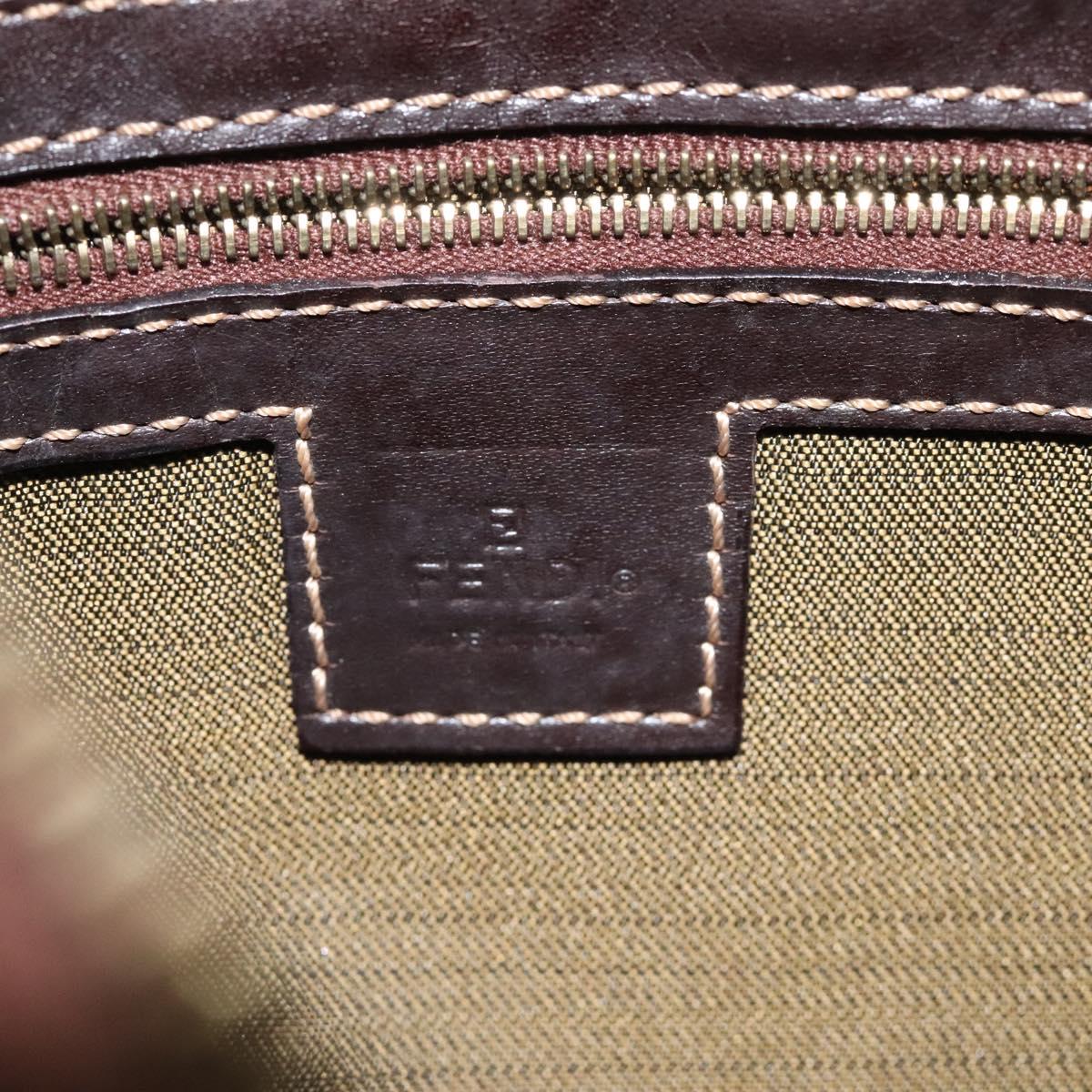 FENDI Zucca Canvas Shoulder Bag Black Brown Auth BD1193