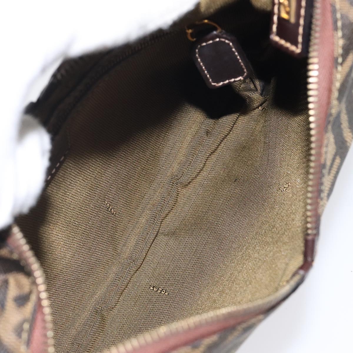 FENDI Zucca Canvas Shoulder Bag Black Brown Auth BD1193
