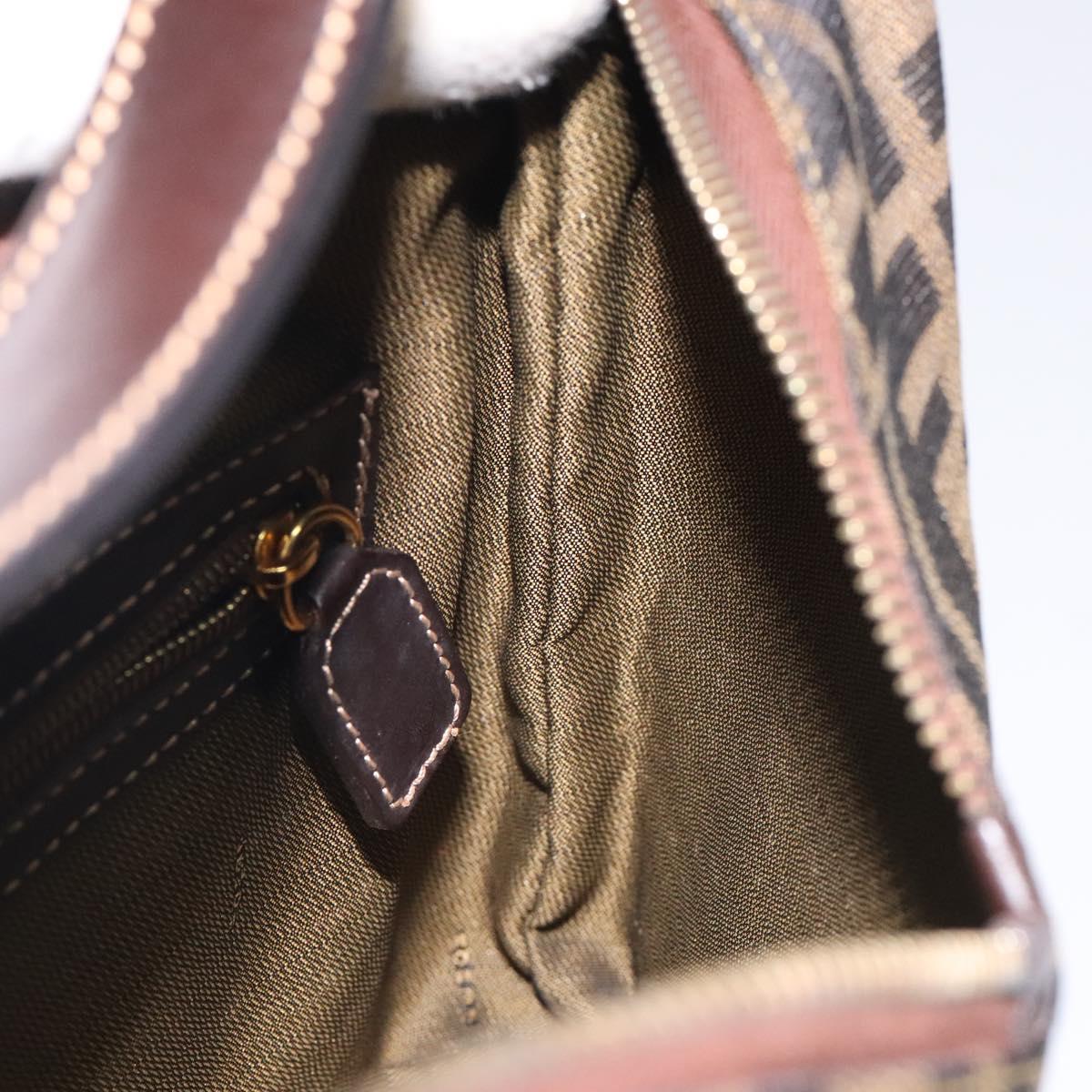 FENDI Zucca Canvas Shoulder Bag Black Brown Auth BD1193