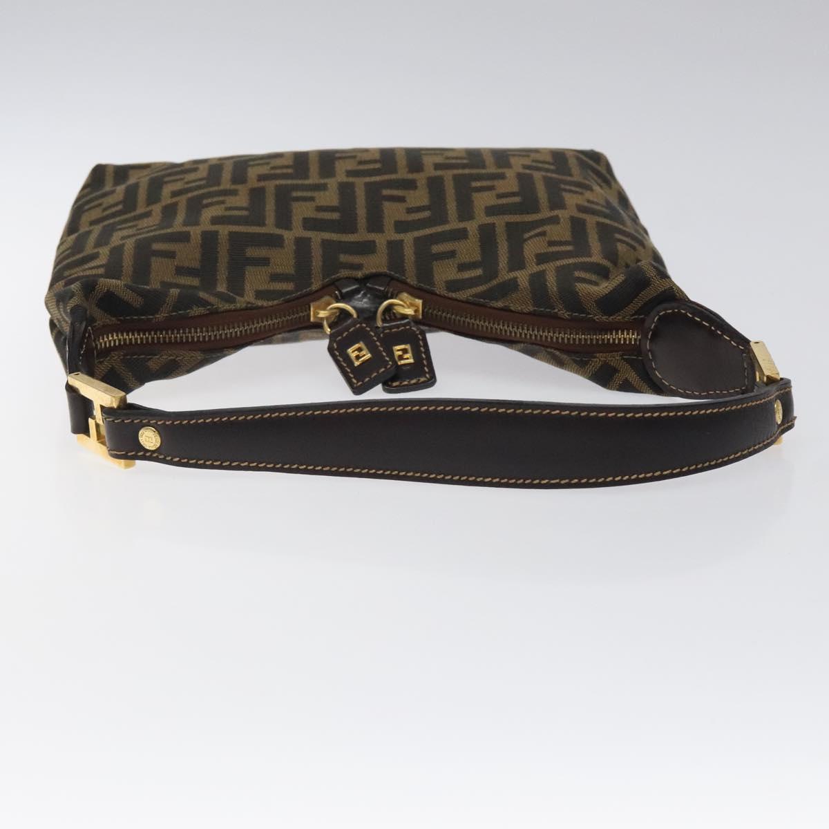 FENDI Zucca Canvas Shoulder Bag Black Brown Auth BD1193