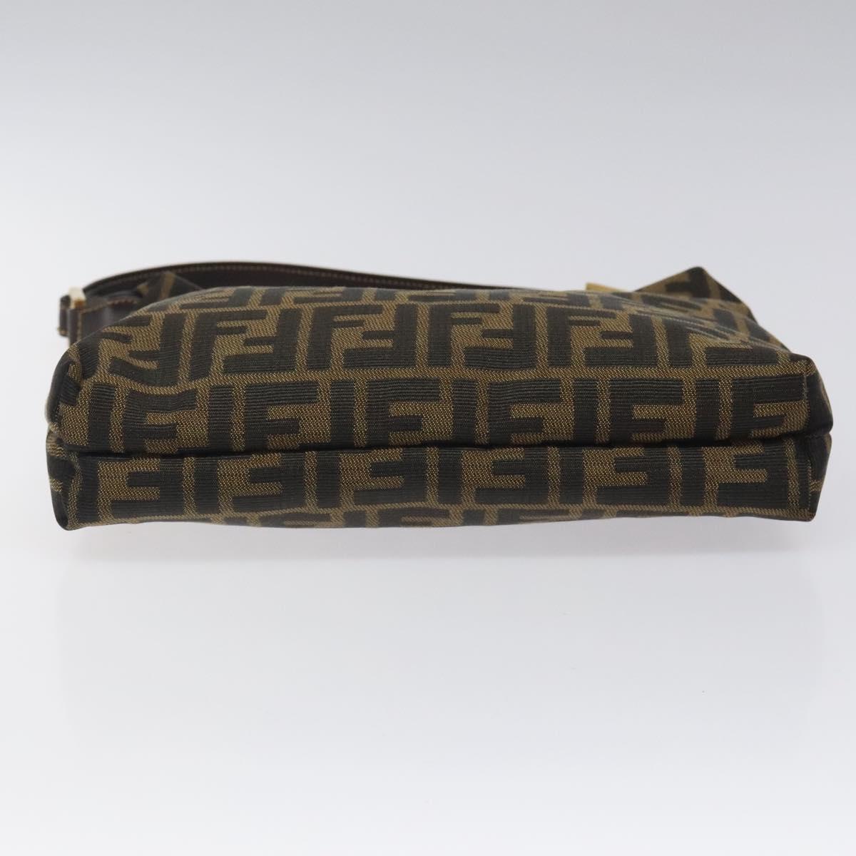 FENDI Zucca Canvas Shoulder Bag Black Brown Auth BD1193