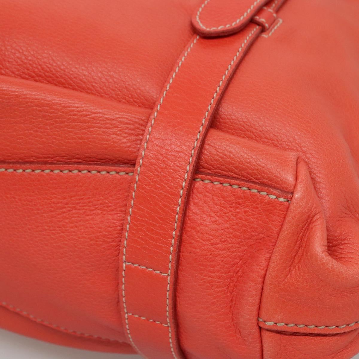 PRADA Hand Bag Leather 2way Orange Gold Auth BD1195V