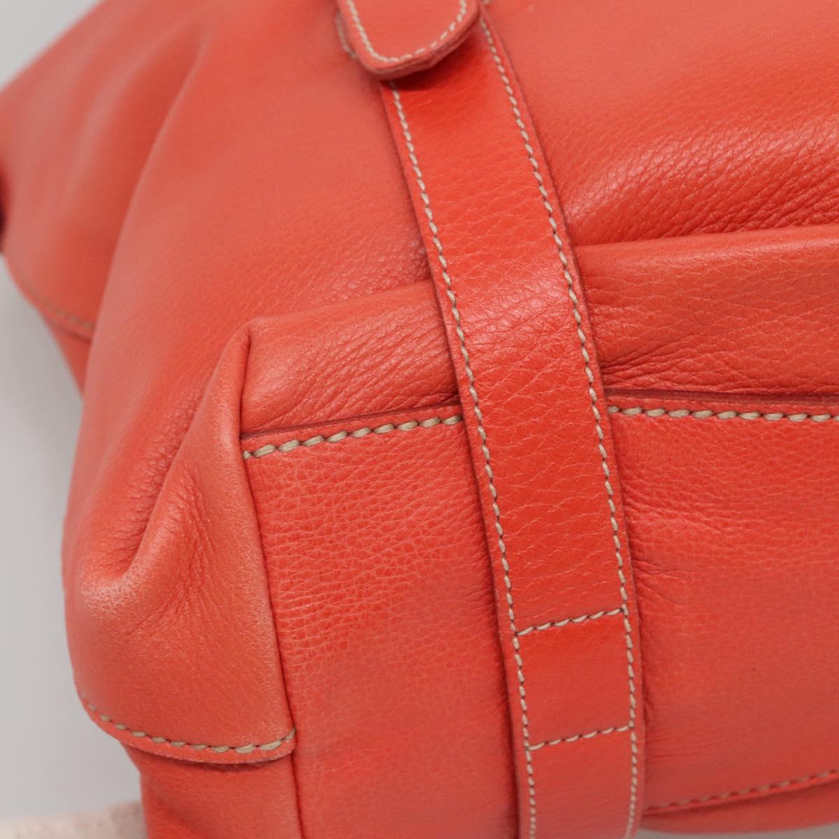 PRADA Hand Bag Leather 2way Orange Gold Auth BD1195V