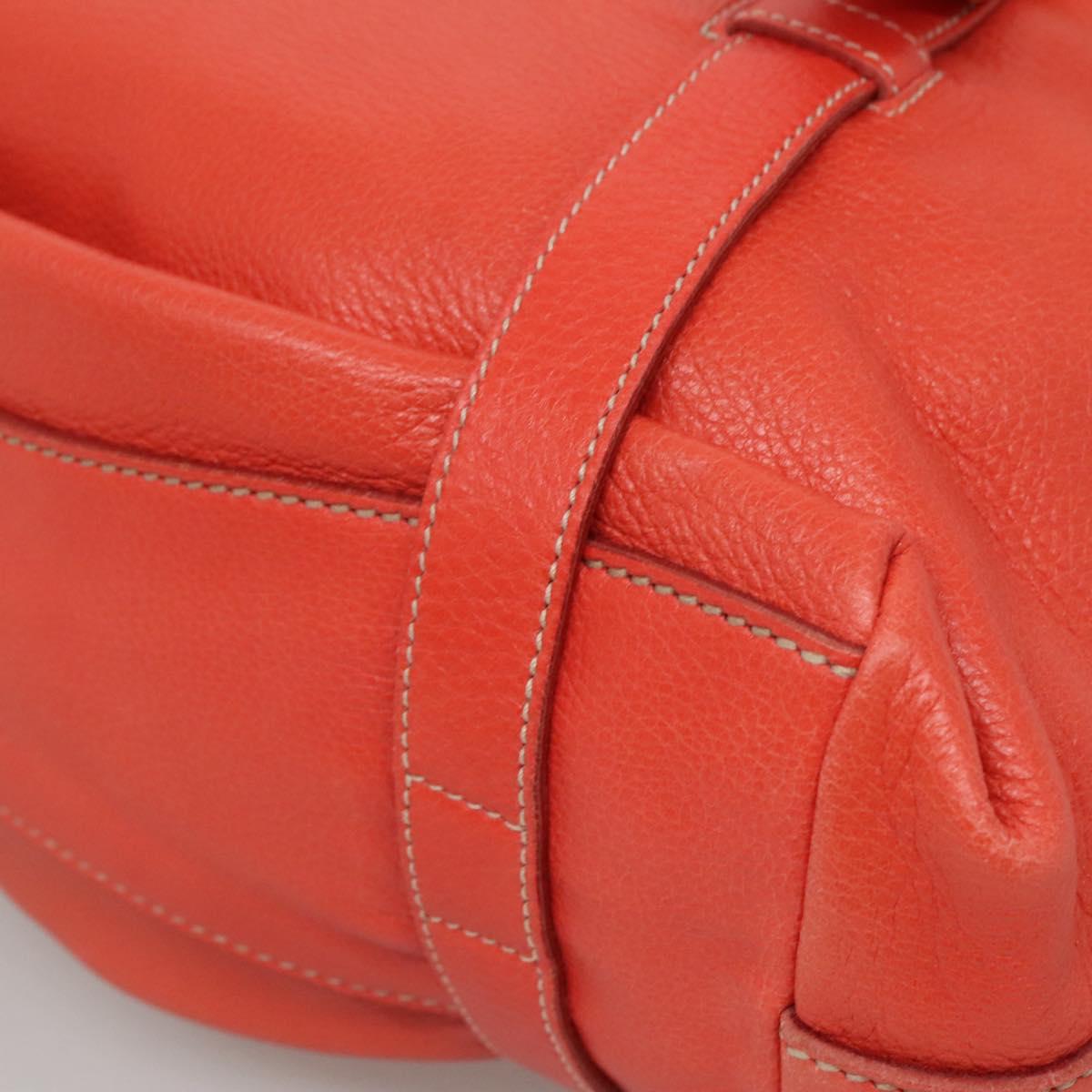 PRADA Hand Bag Leather 2way Orange Gold Auth BD1195V