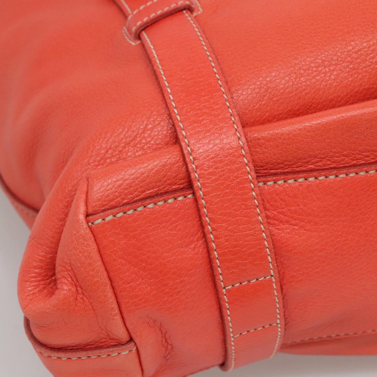 PRADA Hand Bag Leather 2way Orange Gold Auth BD1195V