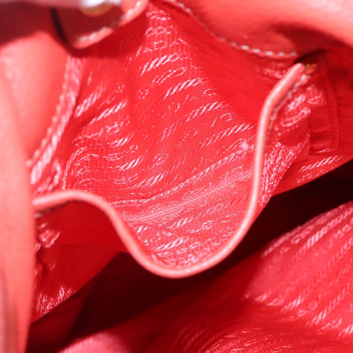 PRADA Hand Bag Leather 2way Orange Gold Auth BD1195V