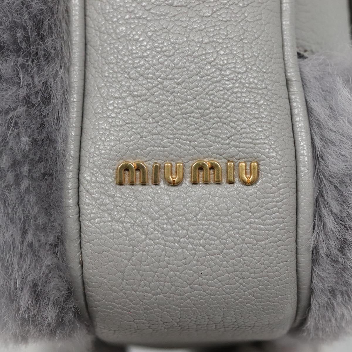 Miu Miu Shoulder Bag Leather Gray Auth BD1196V
