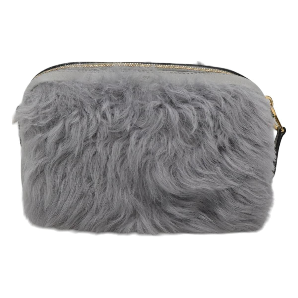 Miu Miu Shoulder Bag Leather Gray Auth BD1196V