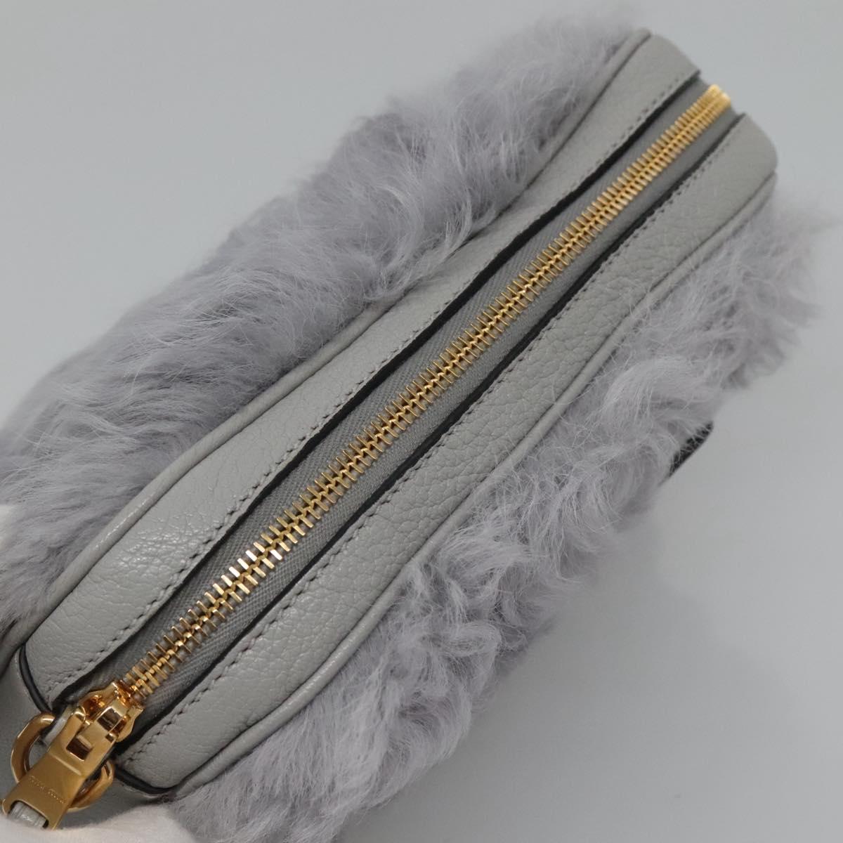 Miu Miu Shoulder Bag Leather Gray Auth BD1196V