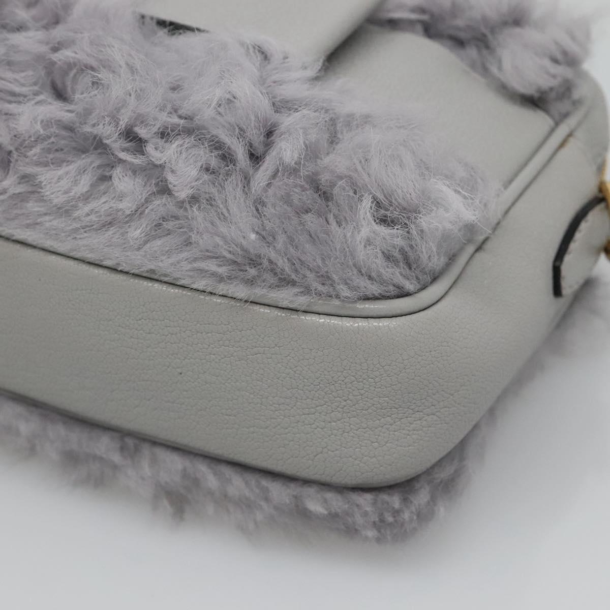 Miu Miu Shoulder Bag Leather Gray Auth BD1196V