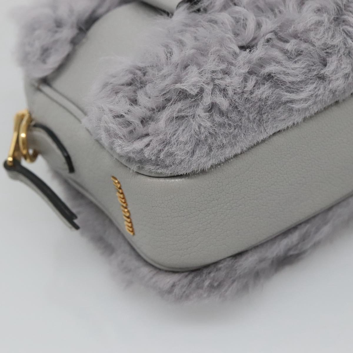 Miu Miu Shoulder Bag Leather Gray Auth BD1196V