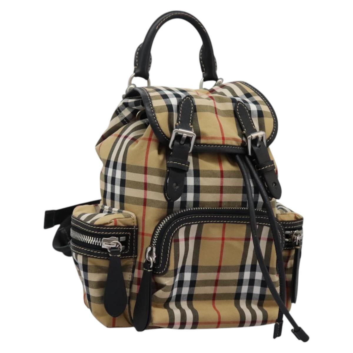 BURBERRY Nova Check Backpack Canvas Beige Auth BD1199V