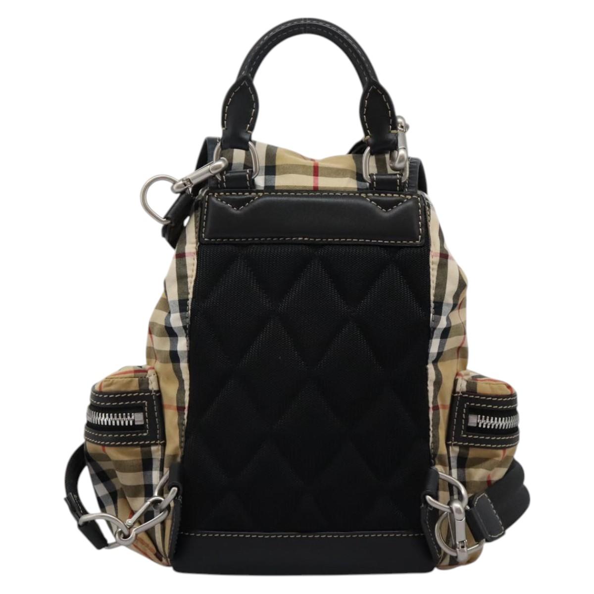 BURBERRY Nova Check Backpack Canvas Beige Auth BD1199V